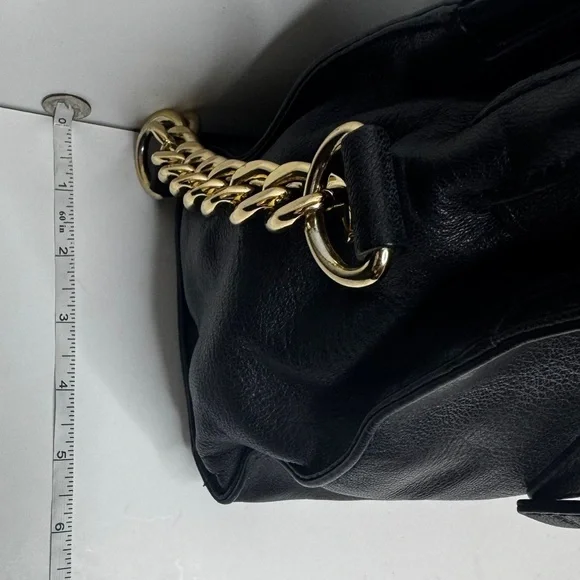 Michael Kors Hamilton Medium Saffiano Leather Handbag w Gold Rock Black - Picture 10 of 11